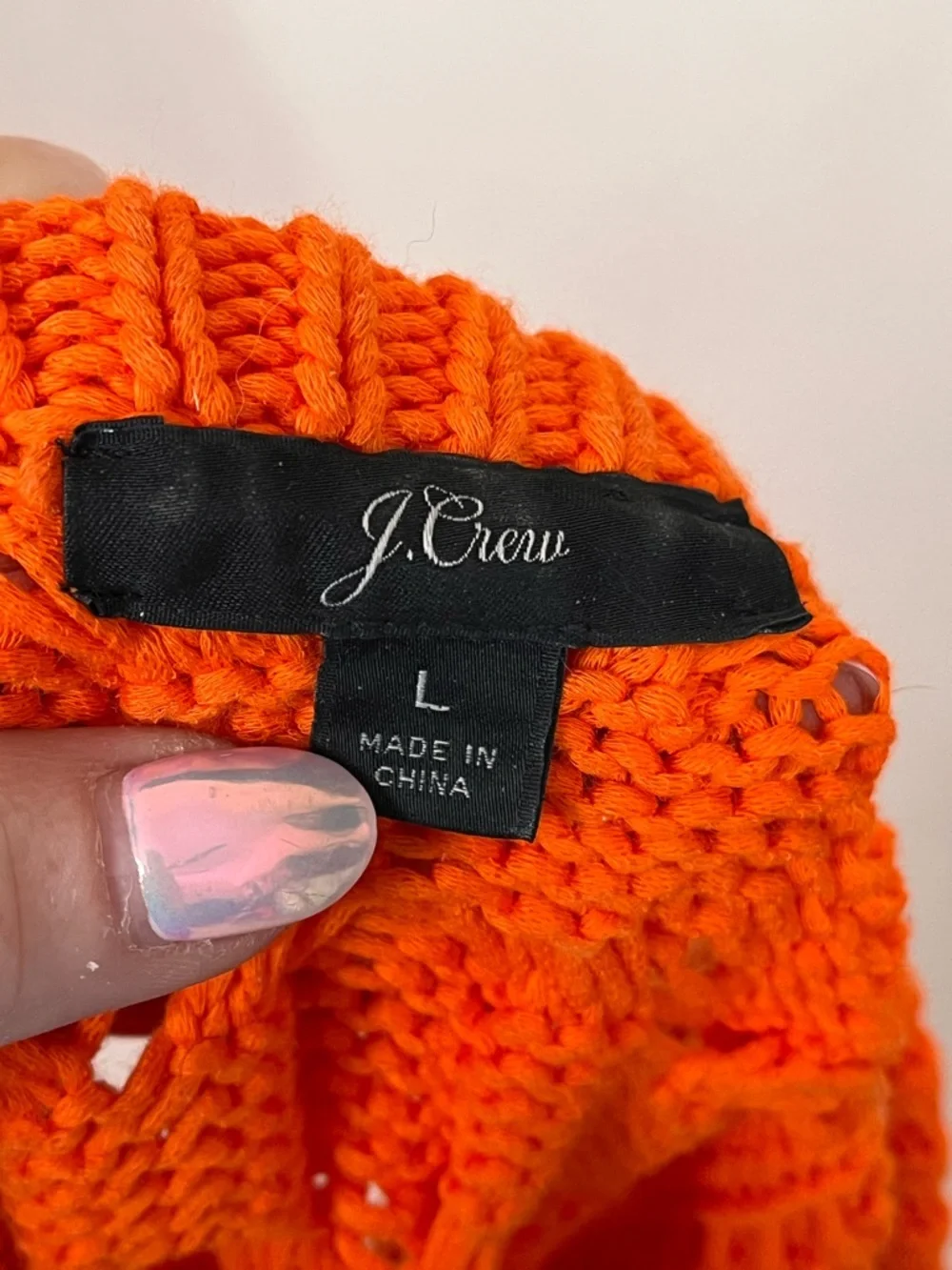 J.CREW Orange Cable Knit Sweater Size Large Coastal Preppy Beachy